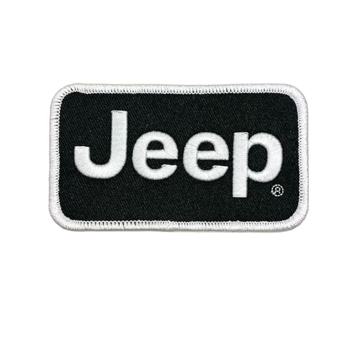 Patch - Jeep Text - Black/White Heat Seal Backing