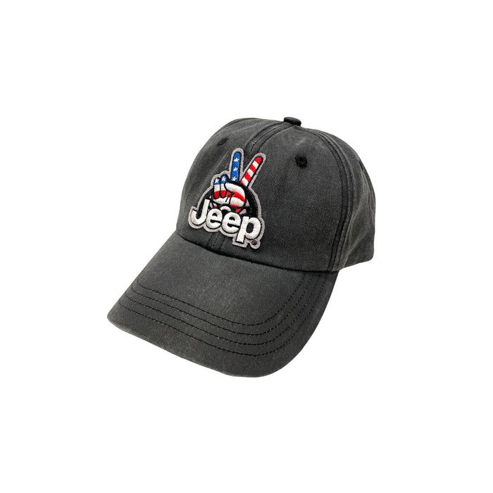 Jeep Merchandise HAT-JWaveUSAdad-GWblk Jeep Wave USA Chino Twill Patch Hat 
