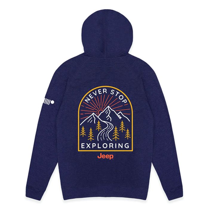 Jeep Merchandise  Mens Jeep Never Stop Exploring Zip French Terry Hooded Sweatshirt 