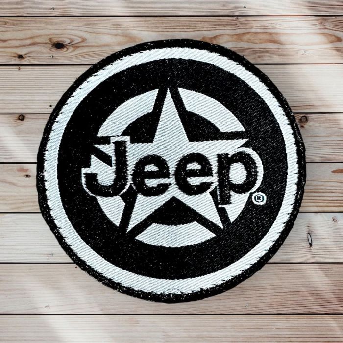 Patch - Jeep Oscar Mike Star Black/White Heat Seal Backing