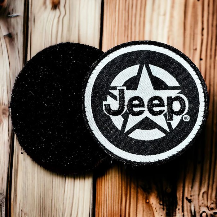 Patch - Jeep Oscar Mike Star Black/White Two Piece Velcro Backing