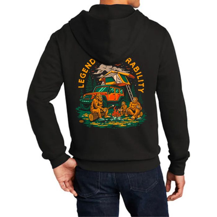 Jeep Merchandise  Mens Jeep Sasquatch Zip Hoodie Sweatshirt in Black  