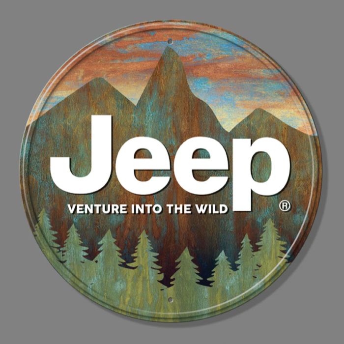 Jeep Merchandise  Jeep Venture Into the Wild Metal Sign - 11.5" Diameter 