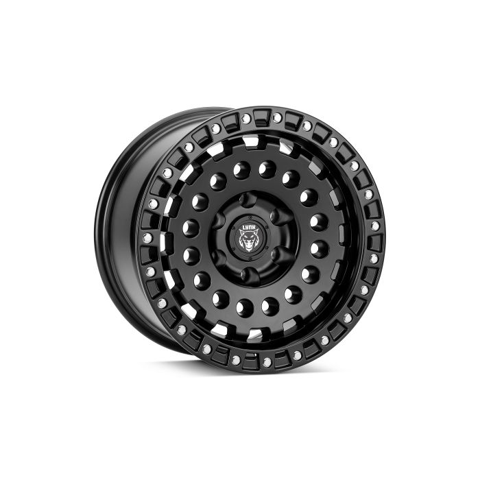 LYNX Trail Gunner - Satin Black with Polished Stainless Bead Lock Fasteners 17X9 6X5.5 with 4.5"BS