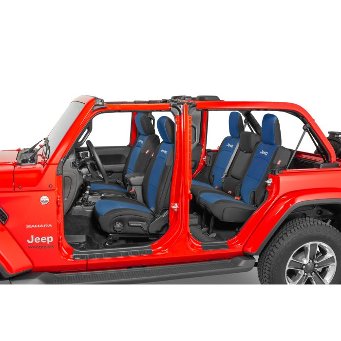 DIVER DOWN JEEP LOGO NEO SEAT COVER BLUE JLU W/ RR ARMREST (with JEEP LOGO)