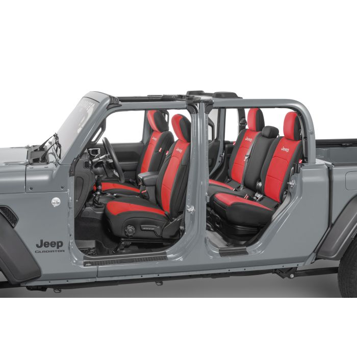 DIVER DOWN JEEP LOGO NEO SEAT COVER RED JT W/O RR ARMREST (with JEEP LOGO)