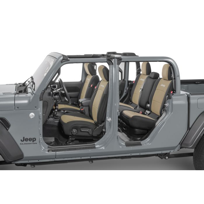 DIVER DOWN JEEP LOGO NEO SEAT COVER TAN JT  W/O RR ARMREST (with JEEP LOGO)