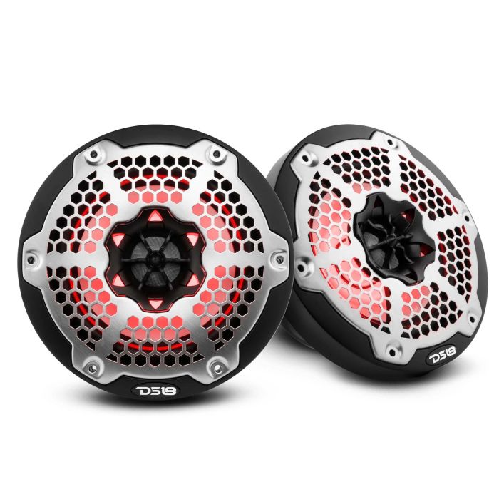 DS18 - 6.5" 2-Way Marine Water Resistant 300 Watt Speakers w/ Integrated RGB LED Lights - White