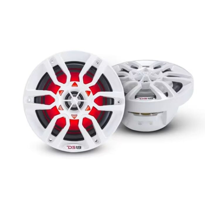NXL 6.5" 2-Way Coaxial Marine Speaker With LED RGB Lights 100 Watts Rms 4-Ohm -White