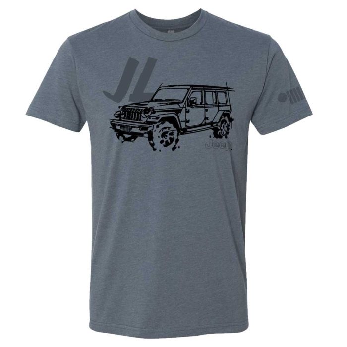 Jeep Merchandise  Mens LDD Series Jeep Wrangler JL Short Sleeved T-Shirt in Indigo 