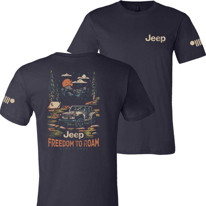 Jeep Merchandise  Mens Freedom to Roam Short Sleeve T-Shirt in Navy 