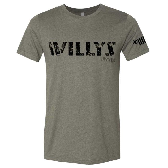 Jeep Merchandise  Mens LDD Series Jeep Willys Short Sleeved T-Shirt in Military Green 