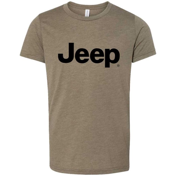 Jeep Merchandise  Youth Jeep Logo Tri-Blend Short Sleeve T-Shirt in Black Military Green 