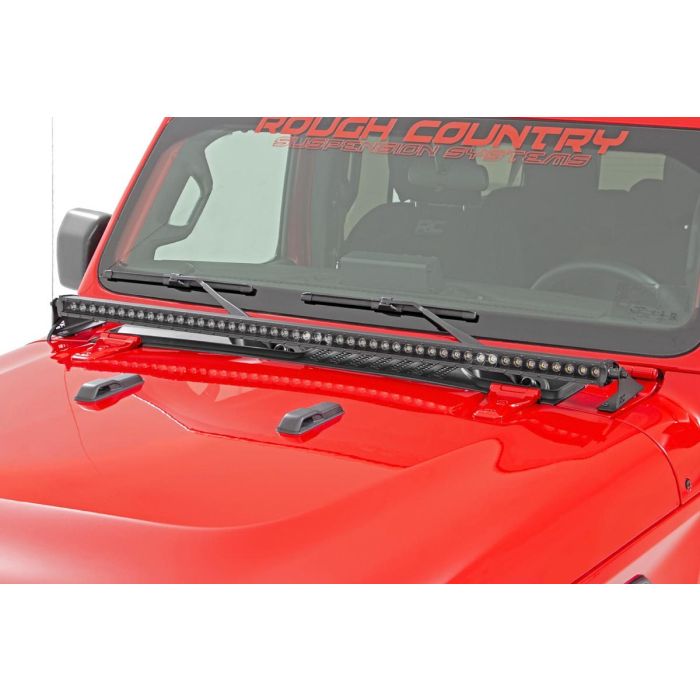 Rough Country  50in LED Light Bar with Cowl Mount Kit for 18-22 Jeep Wrangler JL & Gladiator JT