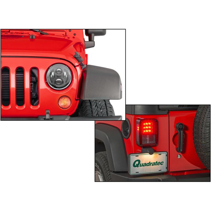 Quadratec  Premium Heated LED Projector Beam Headlights & LED Tail Lights for 07-18 Jeep Wrangler JK