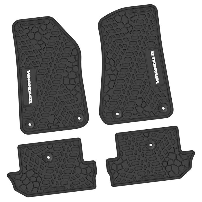 18-24 Jeep JL 2 Dr Front and RearTire Tread/Scorched Earth Scene w/ Wrangler Insert - Black w/ White Insert
