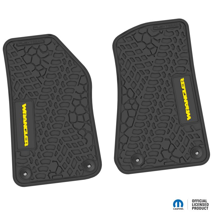 18-24 Jeep JL 2 Dr Front -Tire Tread/Scorched Earth Scene w/ Wrangler Insert - Black w/ Yellow Insert