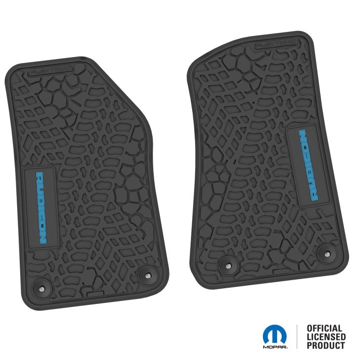 18-24 Jeep JL 2 Dr/Gladiator Front -Tire Tread/Scorched Earth Scene w/ Rubicon Insert - Black w/ Light Blue Insert