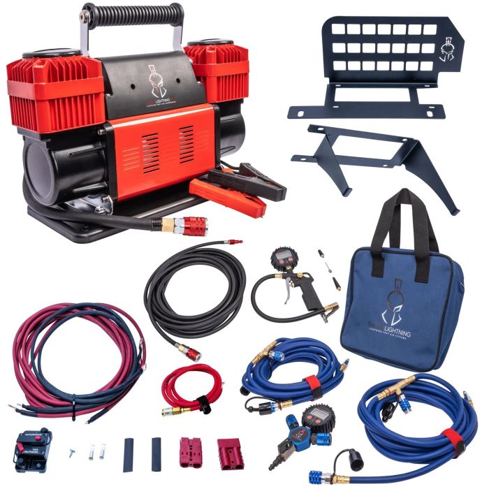 12V True Dual Portable Air Compressor Ultimate Bundle for Jeep JLU - Blue - ULT002BDK