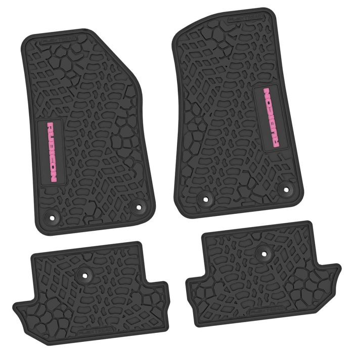 18-24 Jeep JL 2 Dr Front and RearTire Tread/Scorched Earth Scene w/ Rubicon Insert - Black w/ Pink Insert