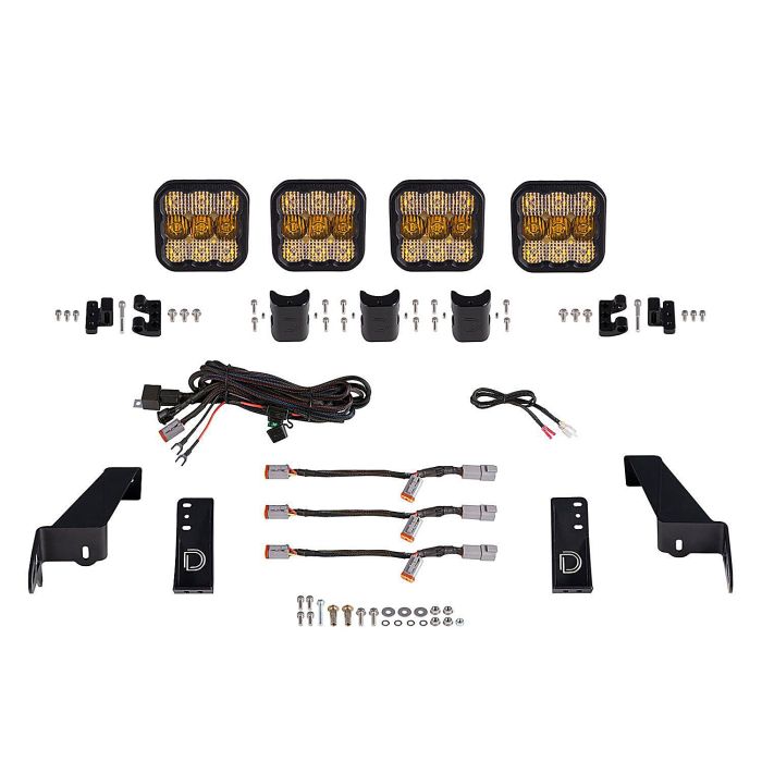 Jeep JL SS5 4-Pod CrossLink Grille Lightbar Kit  Pro Yellow Combo