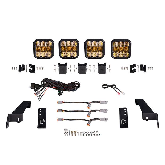 Jeep JL SS5 4-Pod CrossLink Grille Lightbar Kit  Pro Yellow Combo