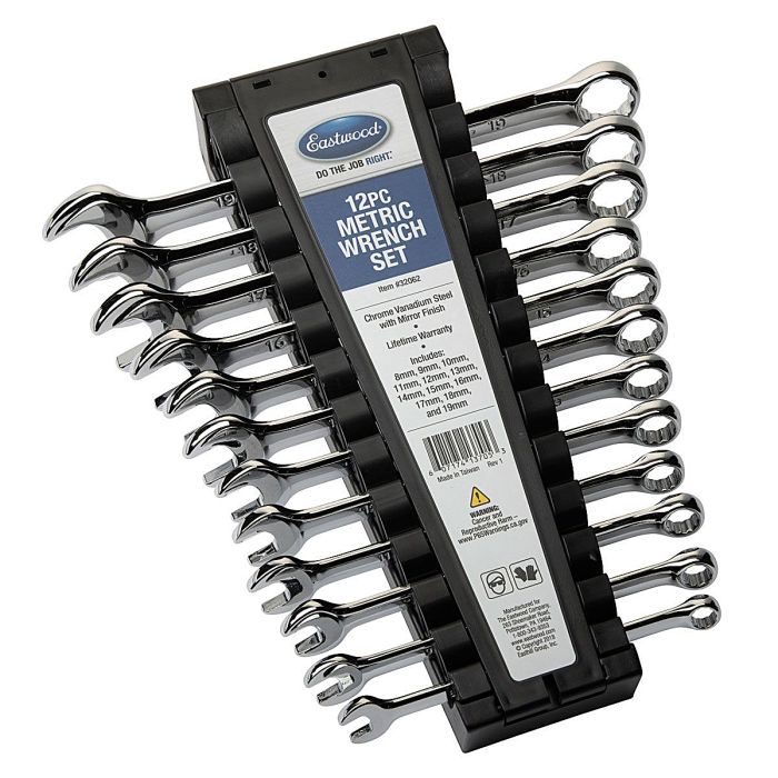 Eastwood 32062 Eastwood 12pc Standard Wrench Set MM  Includes Metric Sizes: 8, 9,10,11,12,13,14, 15,16,17,18,19mm