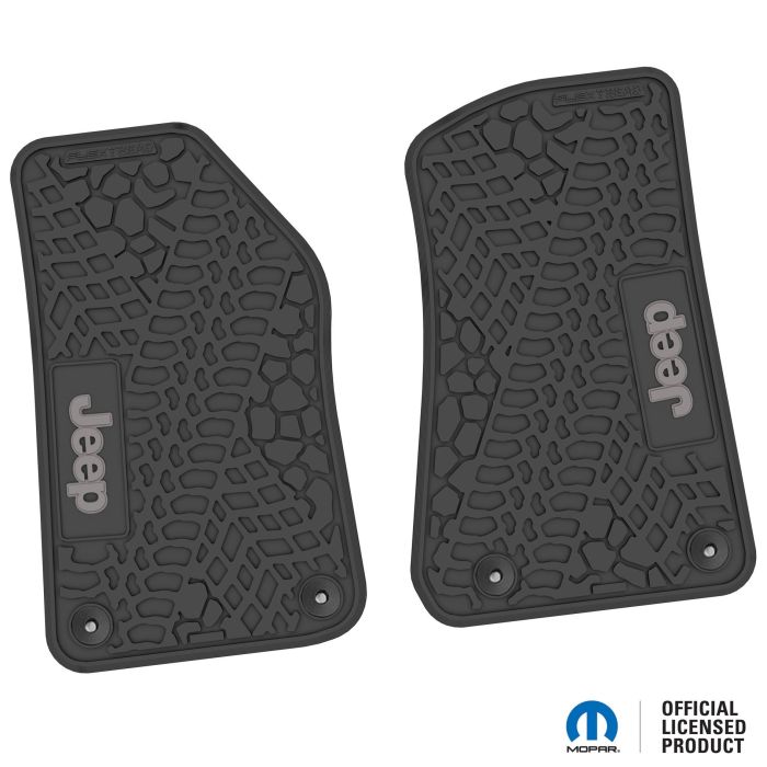 18-24 Jeep JL 2 Dr/Gladiator Front -Tire Tread/Scorched Earth Scene w/ JEEP Insert - Black w/ Silver Insert