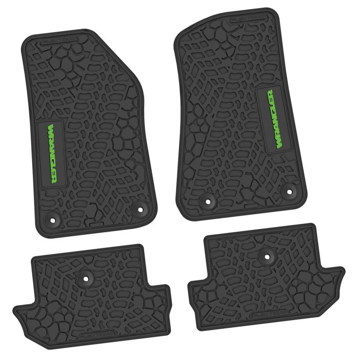 18-24 Jeep JL 2 Dr Front and RearTire Tread/Scorched Earth Scene w/ Wrangler Insert - Black w/ Lime Insert