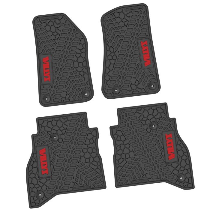 20-24 Jeep Gladiator Front and RearTire Tread/Scorched Earth Scene w/ Willys Insert - Black w/ Red Insert