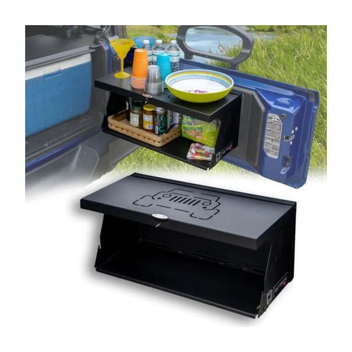 1918 2055 - Aluminum Folding Tailgate Table Deluxe Double Level   Fits JL JLU JK JKU
