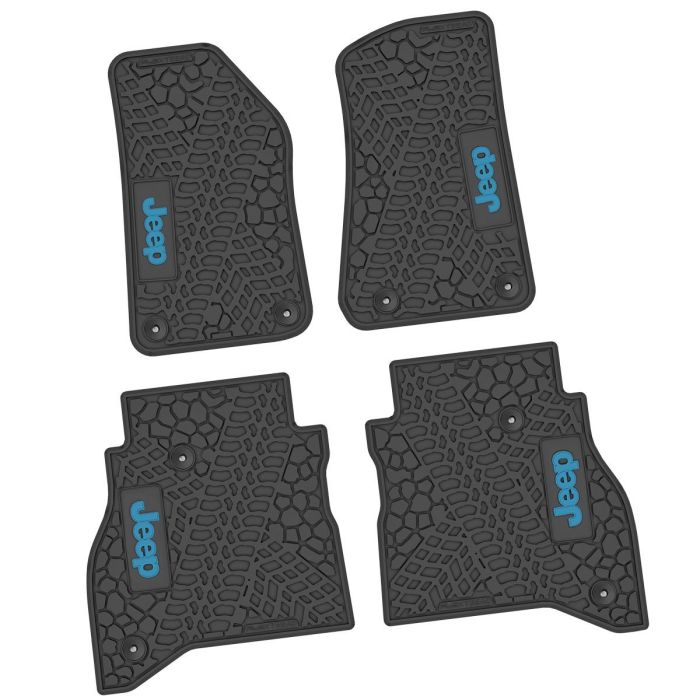 20-24 Jeep Gladiator Front and RearTire Tread/Scorched Earth Scene w/ JEEP Insert - Black w/ Light Blue Insert