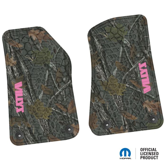 18-24 Jeep JL 2 Dr/Gladiator Front -Tire Tread/Scorched Earth Scene w/ Willys Insert - Rugged Woods w/ Pink insert