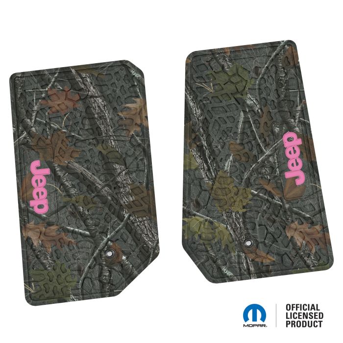 07-13 Jeep JK 2 Dr Front -Tire Tread/Scorched Earth Scene w/ JEEP Insert - Rugged Woods w/ Pink insert