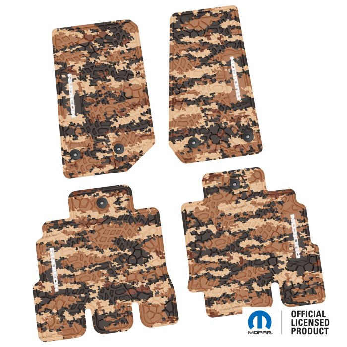 14-18 Jeep JKU 4 Dr Front and Rear -Tire Tread/Scorched Earth Scene w/ Rubicon Insert - Cyberflage w/ White Insert