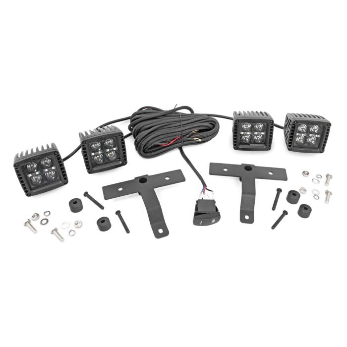 Rough Country  Quad LED Light Pod Kit for 18-20 Jeep Wrangler JL & Gladiator JT