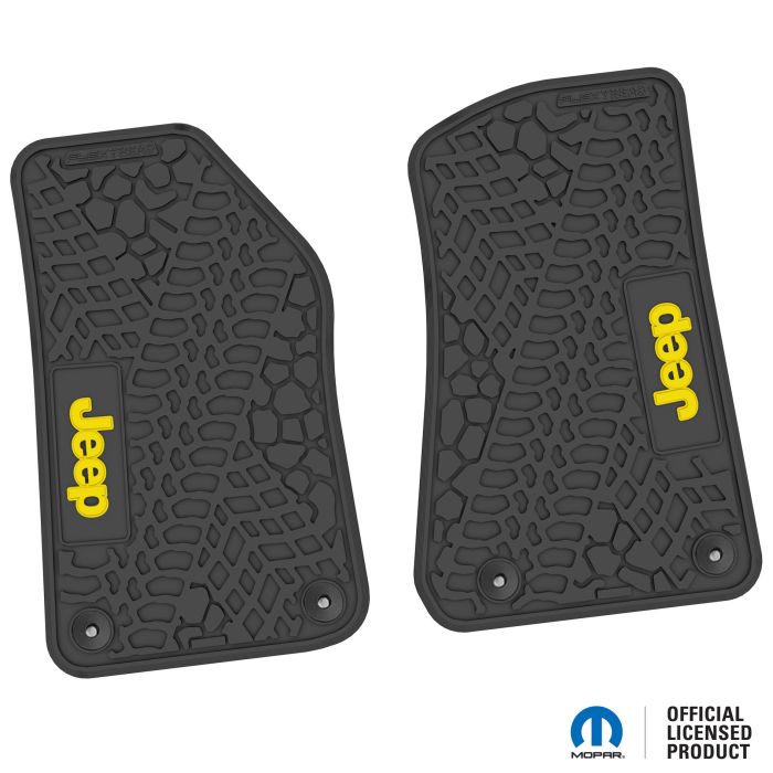 18-24 Jeep JL 2 Dr/Gladiator Front -Tire Tread/Scorched Earth Scene w/ JEEP Insert - Black w/ Yellow Insert