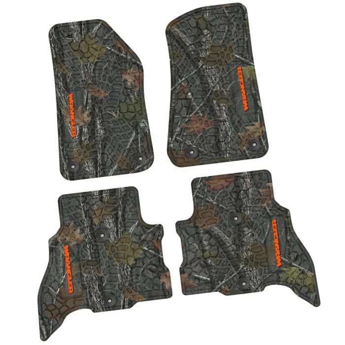 21-24 Jeep 4xe Front and RearTire Tread/Scorched Earth Scene w/ Wrangler Insert - Rugged Woods w/ Orange insert