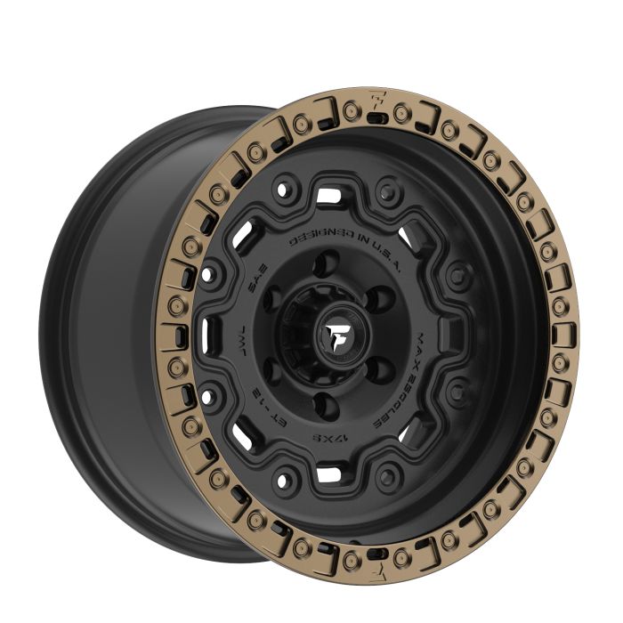 FT100-18905127Q00BZ - FITTIPALDI OFF ROAD FT100BZ 18X9 - 5X5 BS 5.0 -SATIN BLACK WITH BRONZE RING