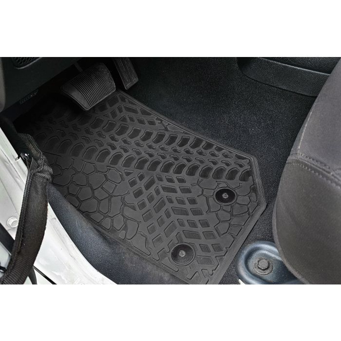 FlexTread  Tire Tread/Scorched Earth Scene Front Floor Liners for 07-18 Jeep Wrangler JK