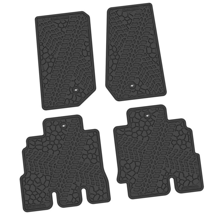 FlexTread  Tire Tread/Scorched Earth Scene Front & Rear Floor Liners for 07-18 Jeep Wrangler JK Unlimited 4-Door