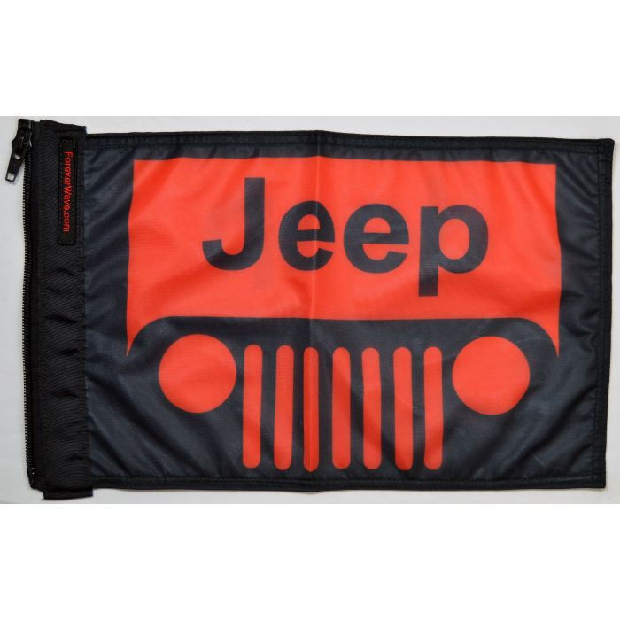 Forever Wave  12" x 18" Colored Jeep Grille Logo Flags 