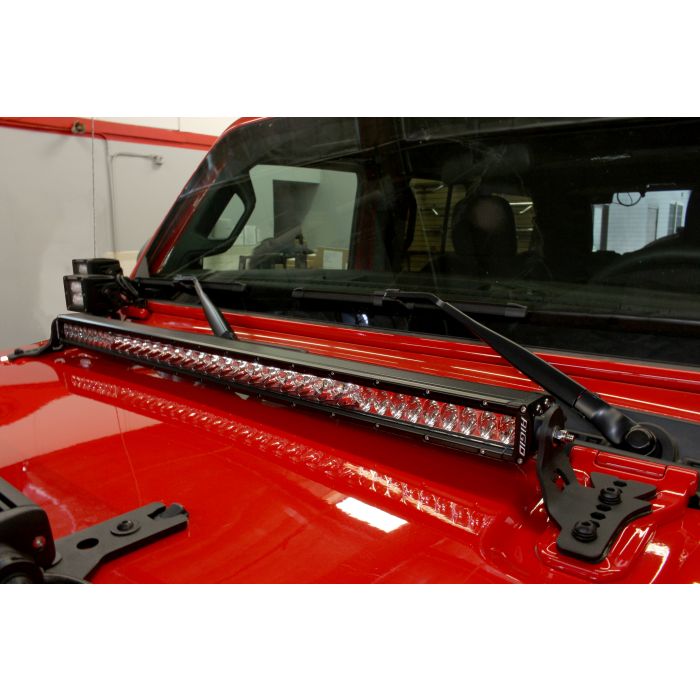 Go Rhino 731300T 30" LED Light Bar Hood Hinge Mount for 18-19 Jeep Wrangler JL & 2020 Jeep Gladiator JT