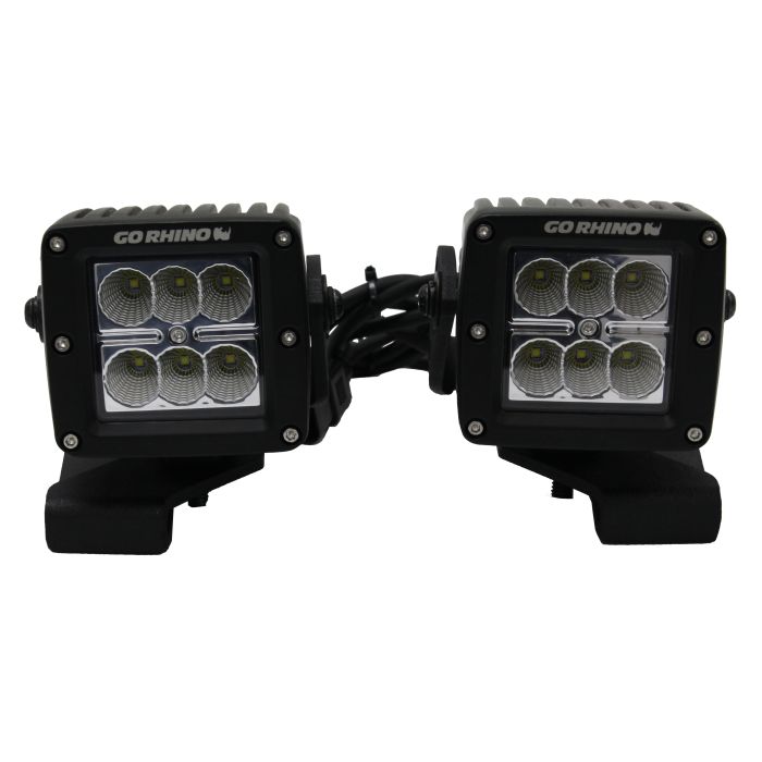 Go Rhino 732230T 3" LED Cube Light Hood Mount Brackets for 18-19 Jeep Wrangler JL & 2020 Jeep Gladiator JT