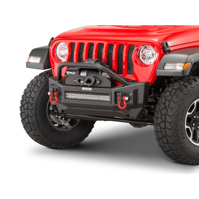 Go Rhino 331101T Rockline Front Bumper with Overrider Grille Guard for 07-21 Jeep Wrangler JL, JK & Gladiator JT