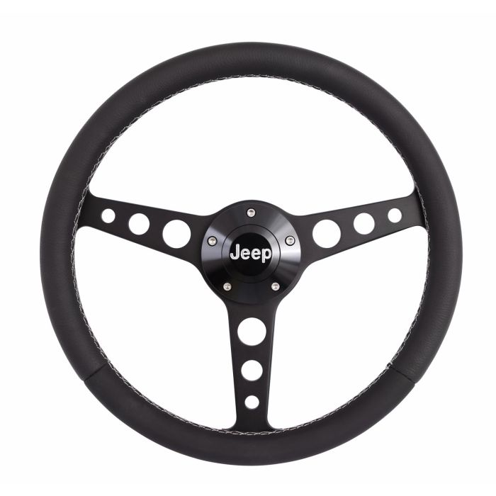 Billet Classic Series Black Wheel Jeep Logo & Install Kit 76-95 CJ/YJ