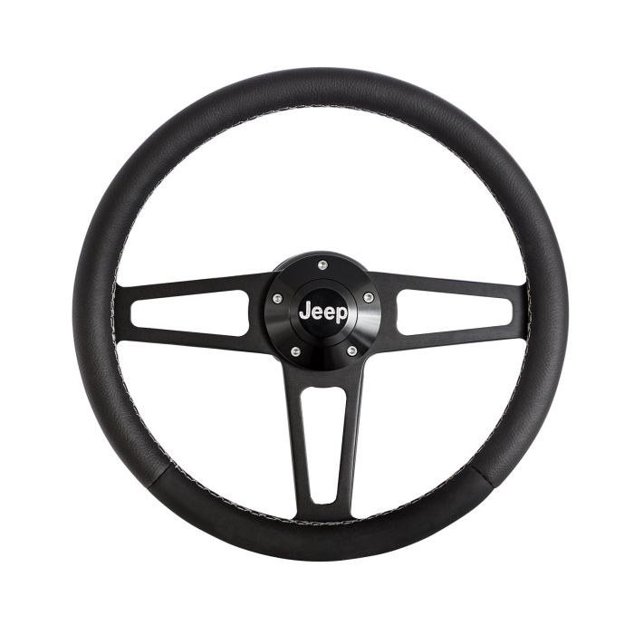 Billet T Series Black Wheel Jeep Logo & Install Kit 76-95 CJ/YJ