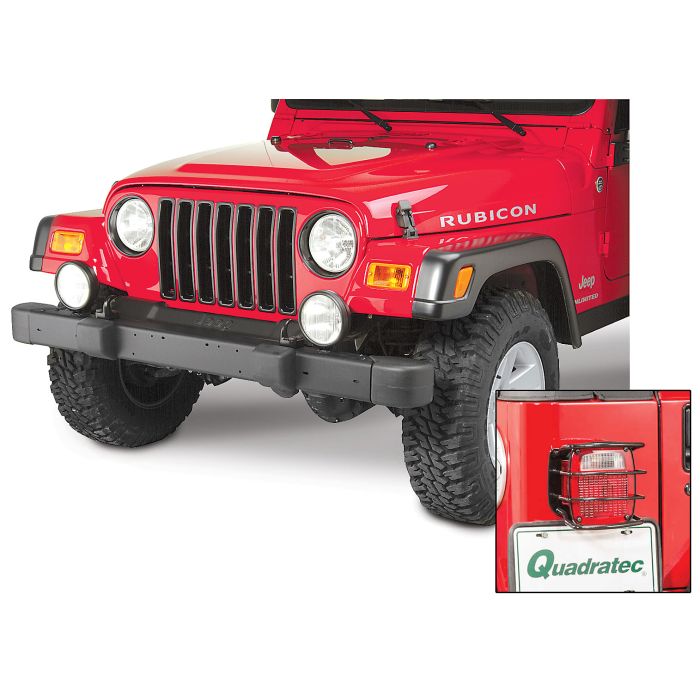 OMIX  Grille Inserts with Headlamp Bezels & Rear Tail Light Guards for 87-95 Jeep Wrangler YJ