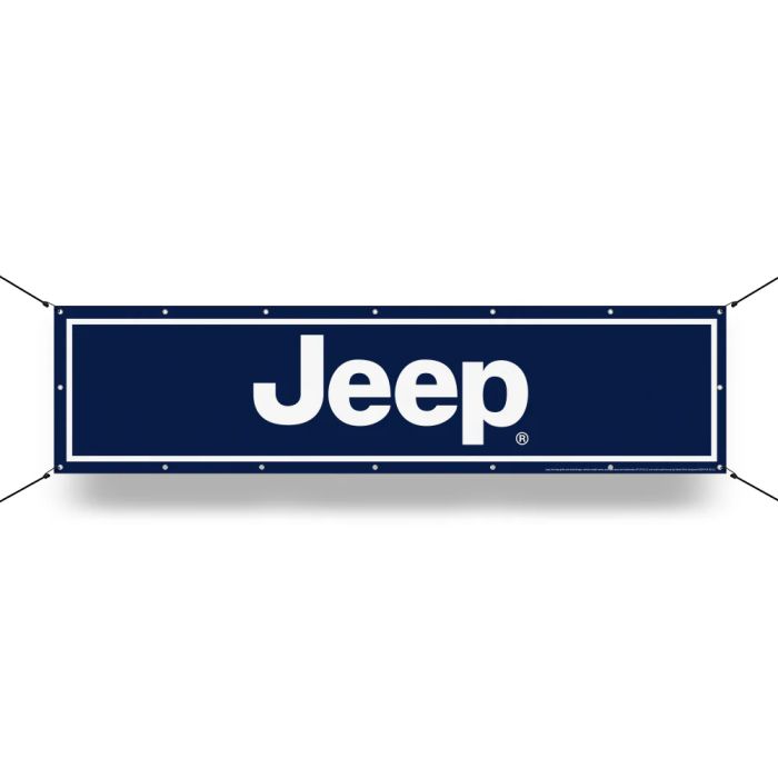 Banner - Jeep Text - Navy 12in x 48in