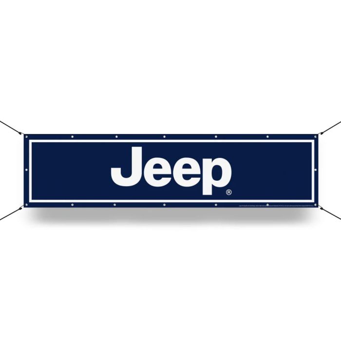 Banner - Jeep Text - Navy 12in x 48in